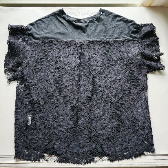 AG Adriano Goldschmied Sofi Lace Back Tee Black‎ XS Made in USA - Picture 5 of 9